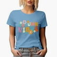 thumbnail image 1 of Autumn Vibes, Fall Themed, Groovy Retro Wavy Text Merch Gift, Baby Blue T-Shirt, Small, 1 of 5