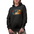 thumbnail image 1 of Autumn Vibes, Feelings of Fall Quote, Groovy Retro Wavy Text Merch Gift, Black Hooded Sweatshirt or Hoodie, Medium, 1 of 5