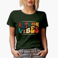 thumbnail image 1 of Autumn Vibes, Feelings of Fall Quote, Groovy Retro Wavy Text Merch Gift, Military Green T-Shirt, XL, 1 of 5
