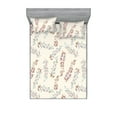 thumbnail image 1 of Autumn Vibes Fitted Sheet & Pillow Sham Set, Watercolor Style Illustration of Forest Leaves on Cream Tone Backdrop, Decorative Printed 3 Piece Bedding Decor, King, Eggshell Pale Blue, by Ambesonne, 1 of 2