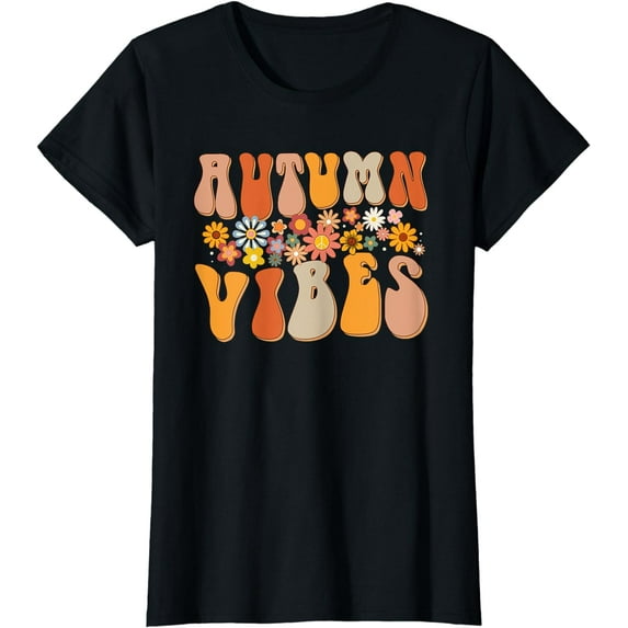Autumn Vibes Groovy Design Fall Lover Thanksgiving Day T-Shirt