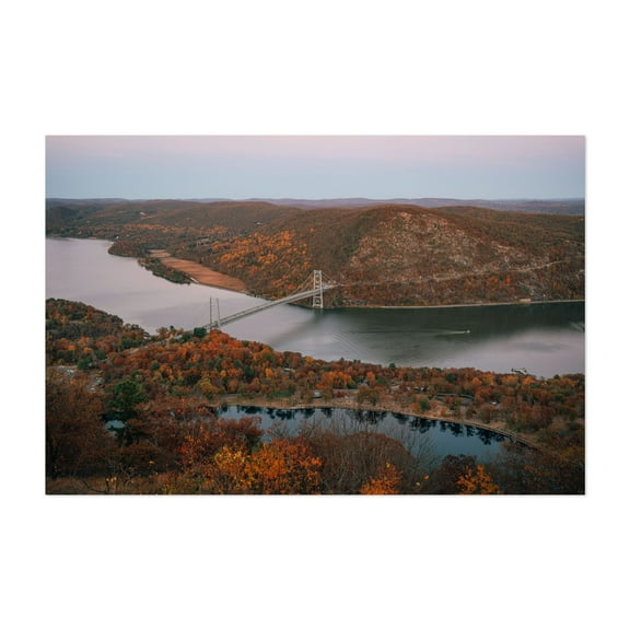 Autumn View of the Bear Mountain Bridge - Tomkins Cove New York Photography Autumn Bridge Landscape Scenic Nature Mountain Unframed Wall Art Print 4 x 6 inches