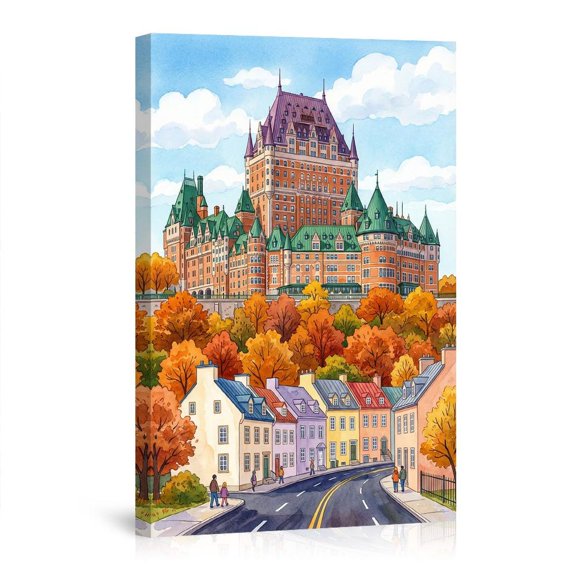 Autumn View Of Chateau Frontenac In Quebec City Charming Canadian Historic Architecture Fall Foliage For Home Canvas