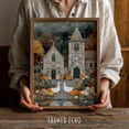 thumbnail image 1 of Autumn Village Print Cottagecore Farmhouse Wall Art, Unframed Paper Poster 8x10in, 1 of 4