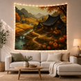 thumbnail image 1 of Autumn Village with Pumpkins and Stream, Serene Rustic for Home Decor Lovers, Landscape Wall Art Design, Thanksgiving Hostess Gift, Tapestry Wall Hanging for Bedroom and Living Room, 1 of 7