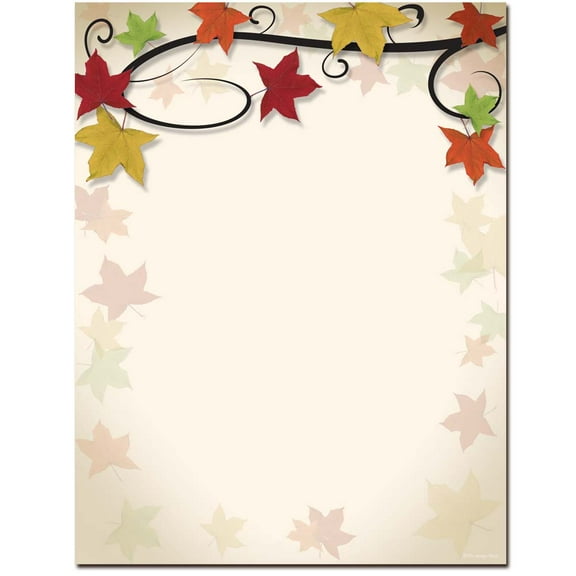 Autumn Vine Letterhead Laser & Inkjet Printer Paper, 25 Sheet Pack