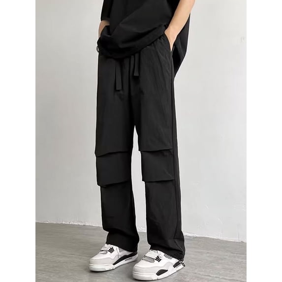 Autumn Vintage Baggy Techwear Pants For Men Casual Fashion Straight Wide Leg Trousers Hip Hop Drawstring Y2K pantalones hombre