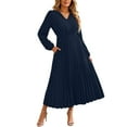 thumbnail image 1 of Autumn Vintage Party Dresses For Women Solid Color Long Sleeved Dress Casual Loose Bohemian Dresses Lace Patchwork High Waisted Pleated Dress Vestidos, 1 of 4