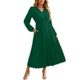 thumbnail image 1 of Autumn Vintage Party Dresses For Women Solid Color Long Sleeved Dress Casual Loose Bohemian Dresses Lace Patchwork High Waisted Pleated Dress Vestidos, 1 of 4