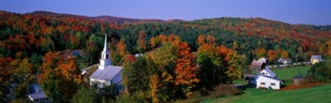 Autumn Waits River Vermont USA Canvas Art - Panoramic Images (18 x 6)