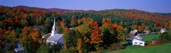 Autumn Waits River Vermont USA Canvas Art - Panoramic Images (36 x 12)