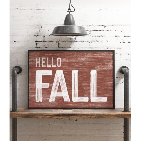 Autumn Wall Decor Fall Mantel Art Farmhouse Fall Rustic Hello Fall Sign Vintage Wall Hanging Seasonal Decorations, Unframed Paper Print