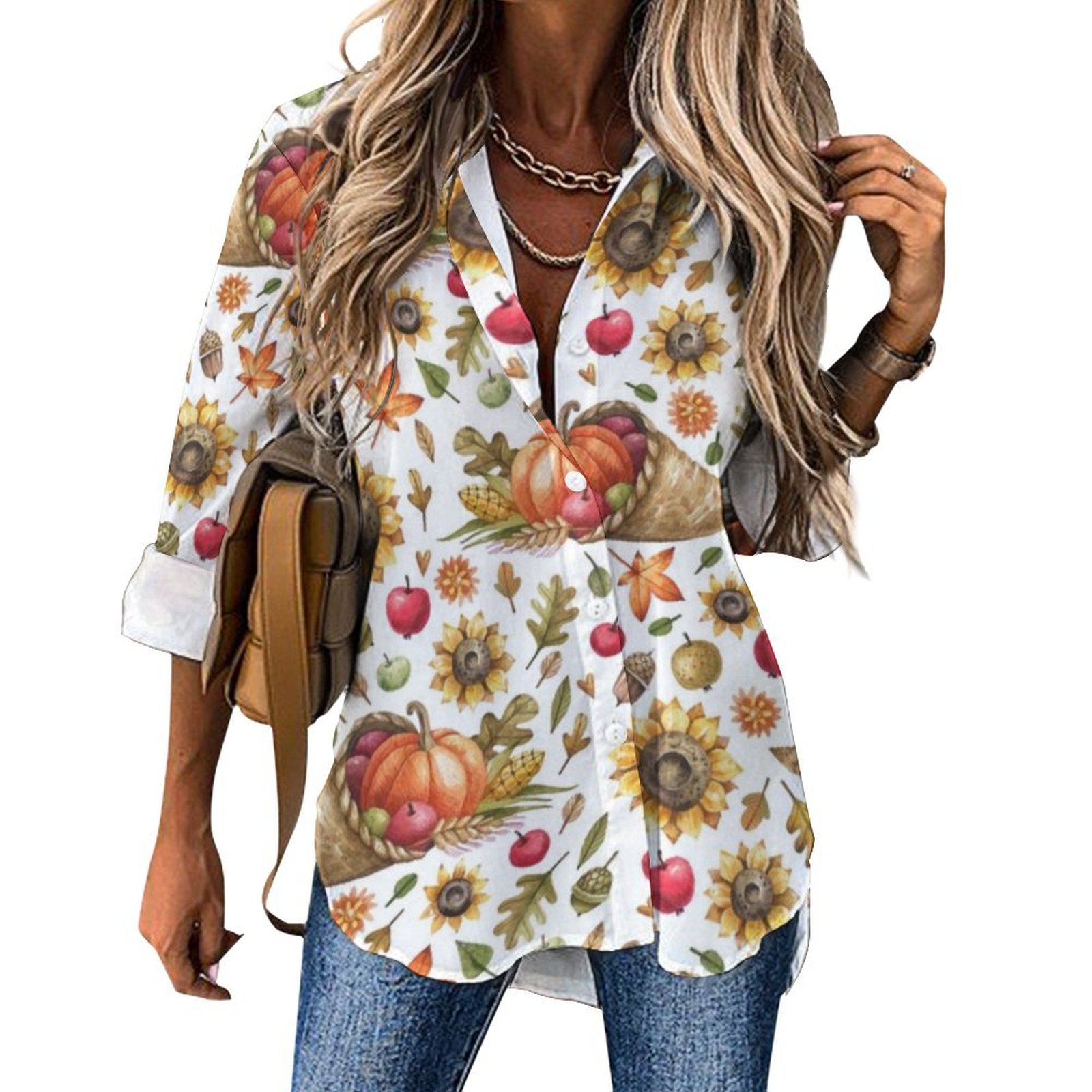 Autumn Watercolor Pattern with Ripe Pumpkins And Sunflower Flowers