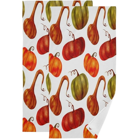Autumn Watercolor Pumpkins Hand Towels for Bathroom, Halloween Kitchen Towel 2 PCS Ultra Soft and Highly Absorbent Decorative Fingertip Face Bath Towels for Spa & Hotel, 28.3"x 14.4"