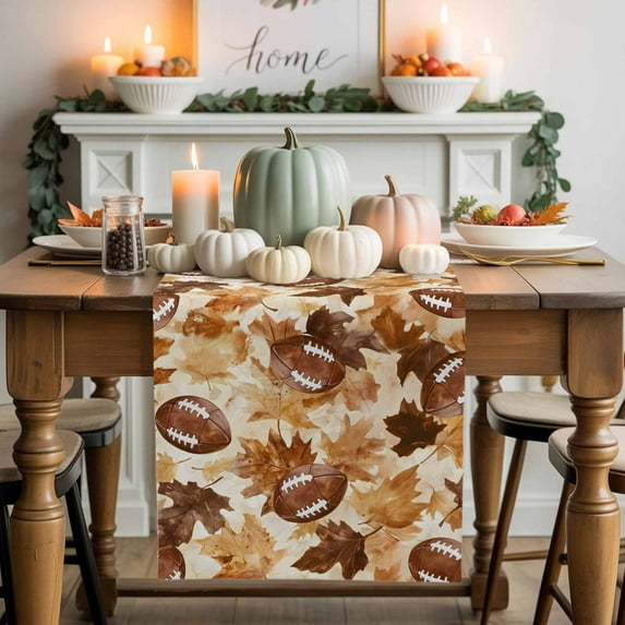 Autumn Watercolor Table Runner, Autumn Thanksgiving Kitchen Dining Table Decoration for Home Party Decor 13x120 Inches