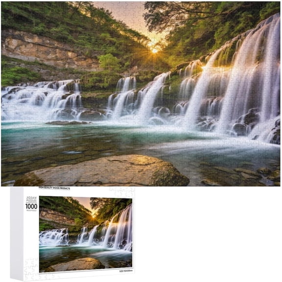 Autumn Waterfall Fall 500 Piece 20.5x15 Jigsaw Puzzle Colorful Nature Scenic Family Holiday Game