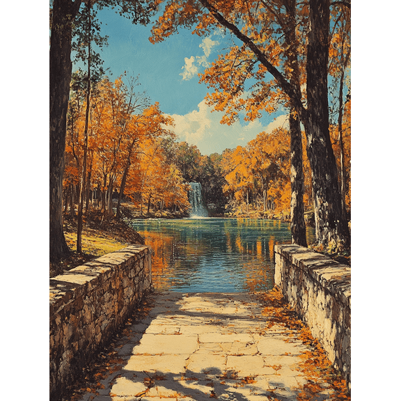 Autumn Waterfall Landscape Canvas Print/Wall Art Suitable for Living Room Bedroom Office Bathroom and Hallway Decoration.