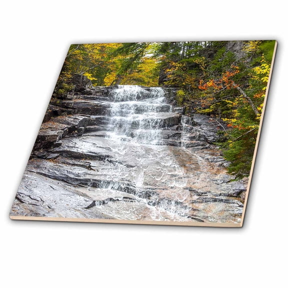 Autumn Waterfall Scenic Nature Trail 4 Inch Ceramic Tile ct-300636-1