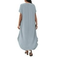 thumbnail image 1 of Autumn Wedding Guest Dress Womens Casual Plus Size Dress V Neck Solid Color Loose Fit Short Sleeve Woman Dresses Elegant Casual Grey XXXL, 1 of 5