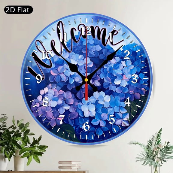 Autumn Welcome Pumpkin Round Wall Clock, Farmhouse Fall Harvest Seasonal Home Decor with Silent Movement