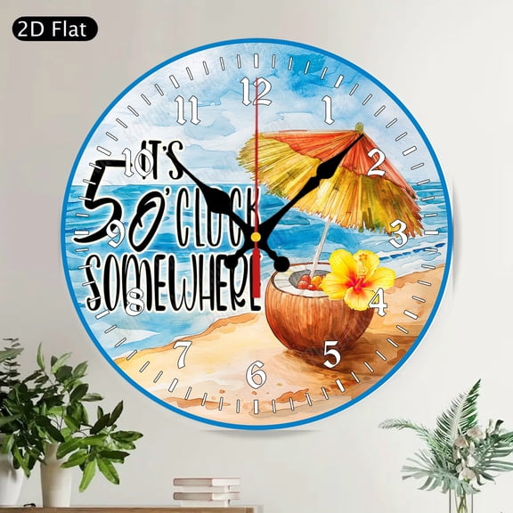 Autumn Welcome Sunflower Pumpkin Round Wall Clock Farmhouse Rustic Silent Non Ticking