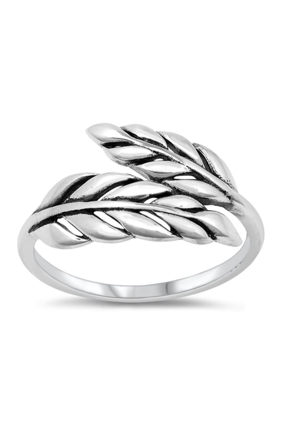Autumn Wheat Leaf Plant Ring .925 Sterling Silver Band Jewelry Female Male Unisex Size 4