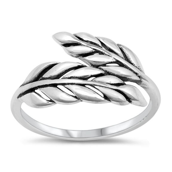 Autumn Wheat Leaf Plant Ring .925 Sterling Silver Band Jewelry Female Male Unisex Size 7