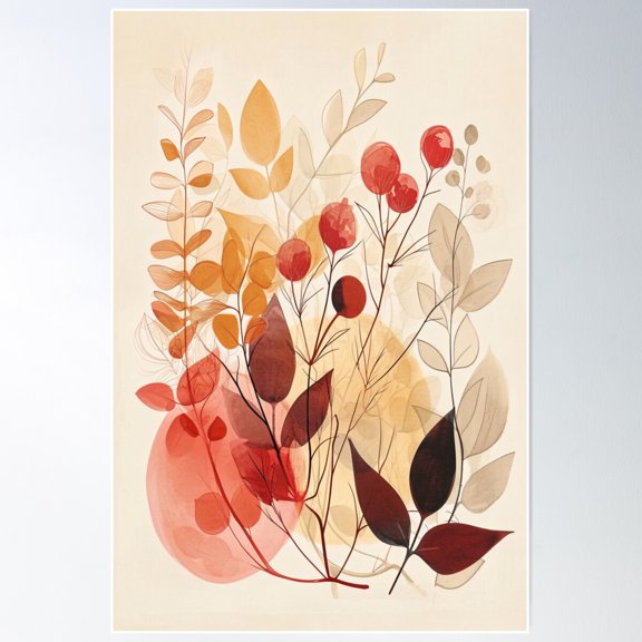 Autumn Whispers: A Symphony Of Leaves Poster Wall Art, Modern Wall Decor For Living Room Bedroom, 24x36 UNFRAMED