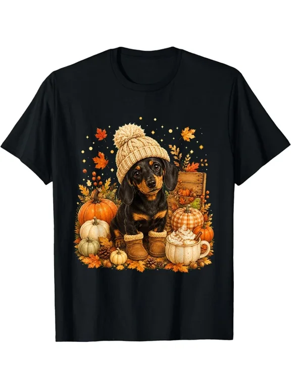 Autumn Wiener Dog Thanksgiving Dachshund Fall Gift T-Shirt