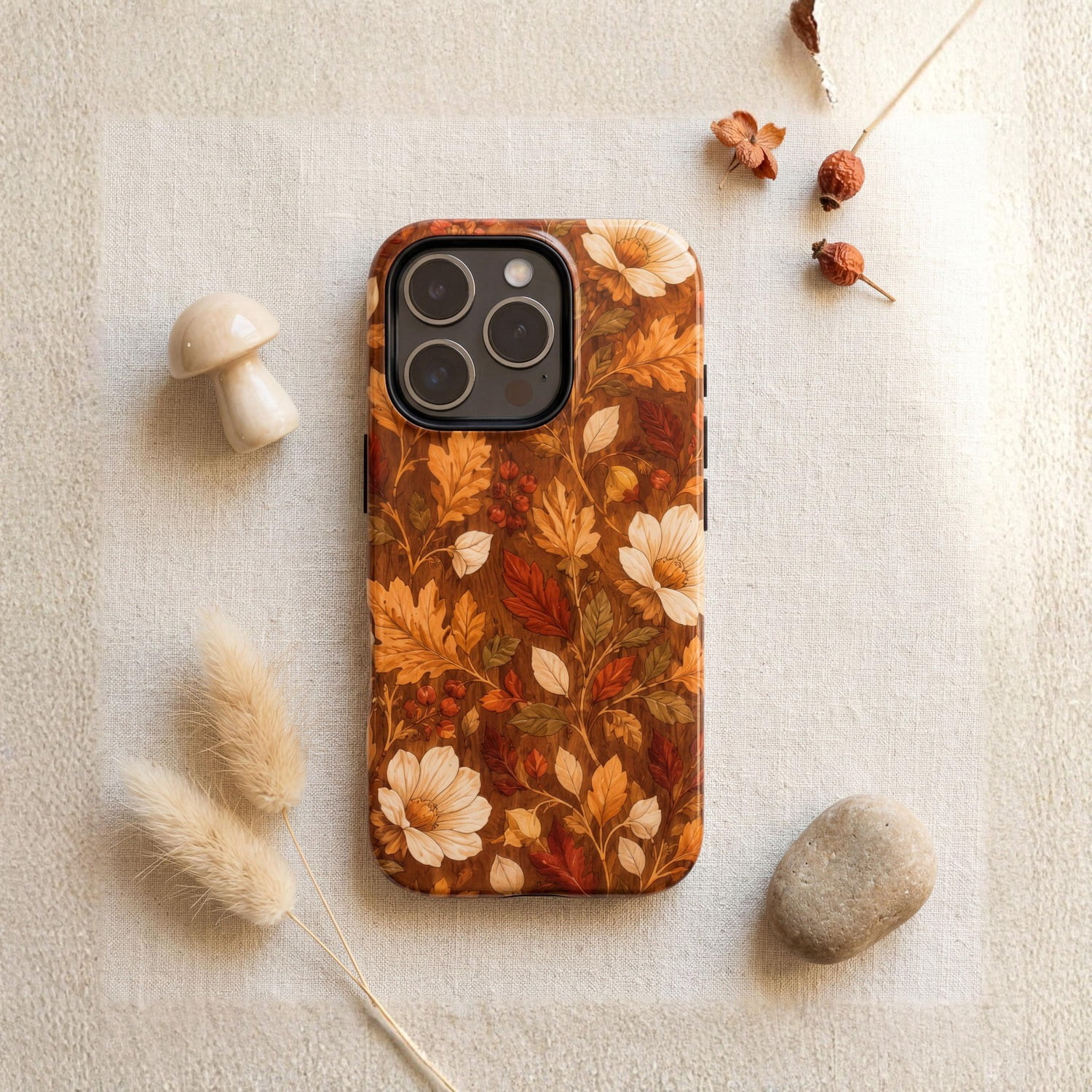 Autumn Wildflower and Leaf Tough Phone Case, Polycarbonate Shell with ...