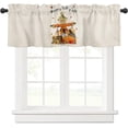 thumbnail image 1 of Autumn Window Curtain Valance for Kitchen Windows/Bathroom/Living Room/Bedroom Privacy Decorative Rod Pocket Short Window Valance Curtain, 52" W x 18" L, Patch Scarecrow Pattern Pumpkin, 1 of 5