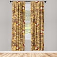 thumbnail image 1 of Autumn Window Curtains, Fall Themed Leafy Artwork with Blooming Roses Cottagecore Inspirations Print, Lightweight Decor 2-Panel Set with Rod Pocket, Pair of - 28"x95", Dark Coral Mustard, by Ambesonne, 1 of 1