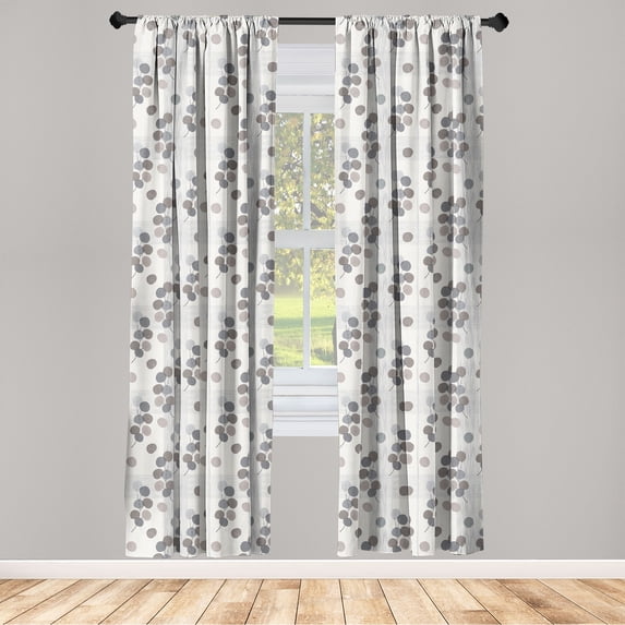 Autumn Window Curtains, Grunge Style Botanical Vibe Inspired Leaf Sketch Pattern on Weathered Back, Lightweight Decor 2-Panel Set with Rod Pocket, Pair of - 28"x63", Pale Grey Grey Dust, by Ambesonne