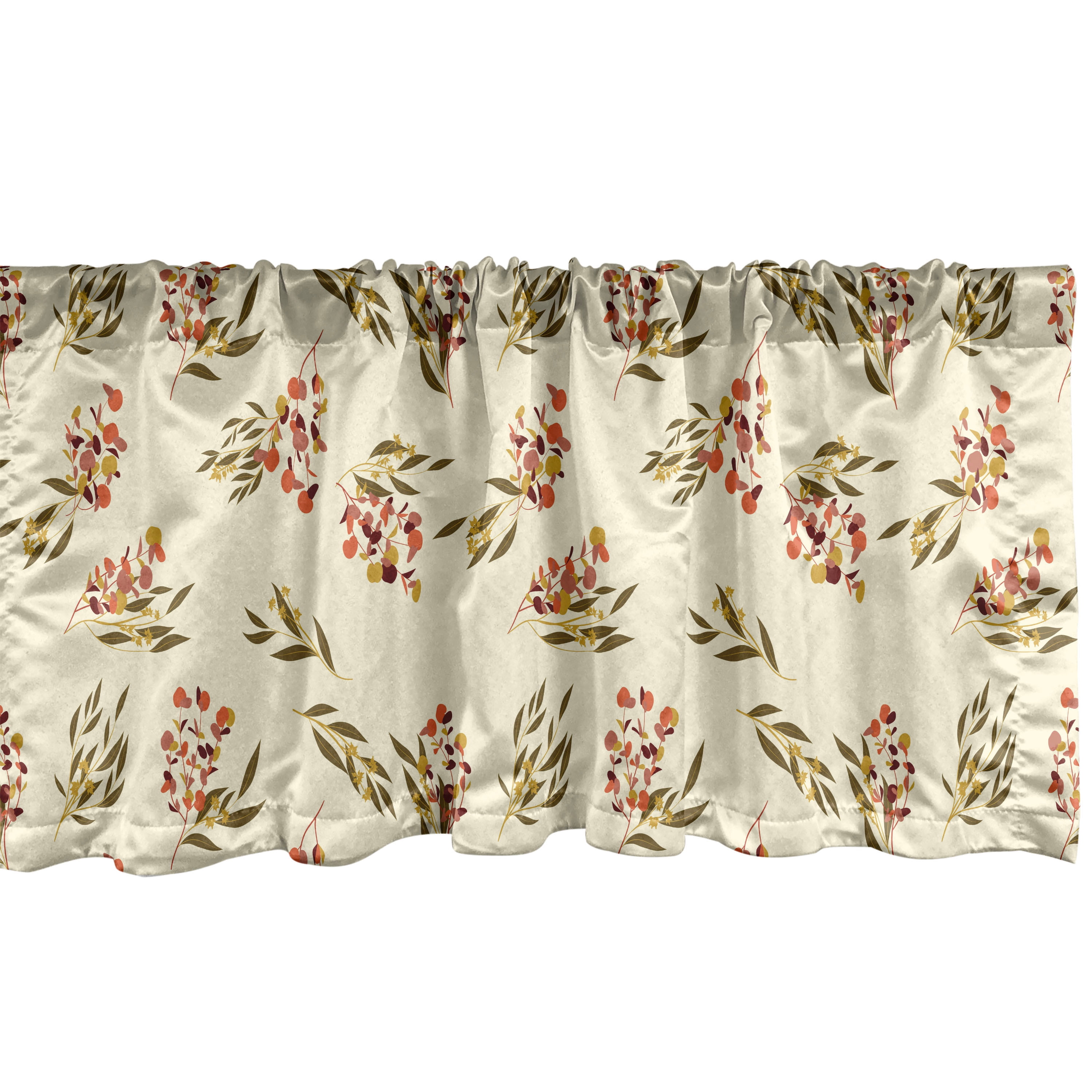 Autumn Window Valance Pack of 2, Nature Leaves Eucalyptus Branches Earth Tones Floral Foliageest