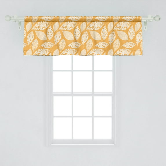 Ambesonne Autumn Valance Pack of 2, Simple Delicate Leafs Detail, 54"X18", Pale Orange White