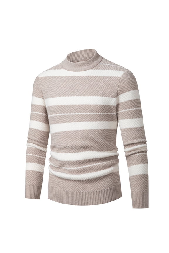 Autumn/Winter 2024 Men's Casual Loose Bottom Sweater With Matching Color Half Turtleneck Thick Sweater
