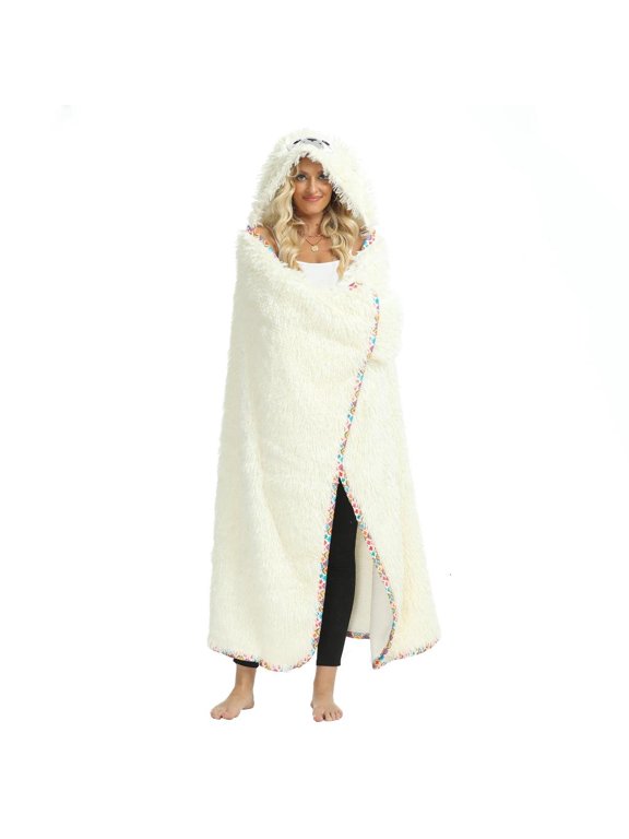 Cartoon Wearable Hooded Blanket for Adults Women Soft Warm Hoodie Throw Cloak Wrap Shape Blankets Christmas