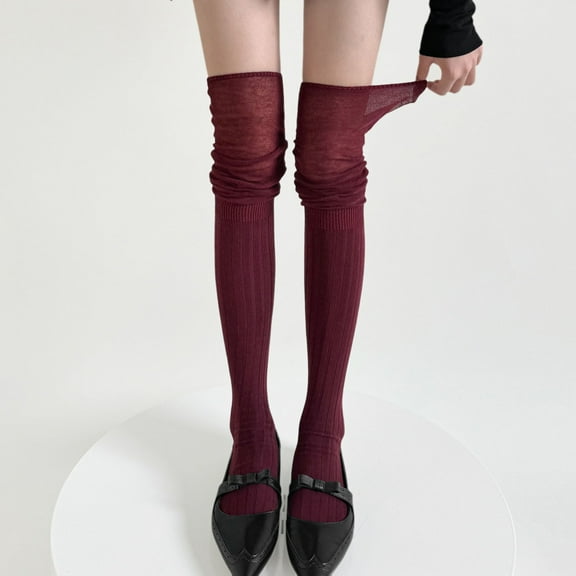 In Autumn And Winter Anchorage Red Socks Women's Red Catwalk Models Are Spliced With Knee Socks And Anchorage Stockings Are Piled Up. High Waist Fishnet Pantyhose Stockings for Women plus Size Knit