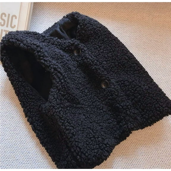 Autumn Winter Baby Lamb Wool Plus Velvet Waistcoat Girls Boys Plush Vest Single Breasted V Neck Child Warm Fashion Warm Coat