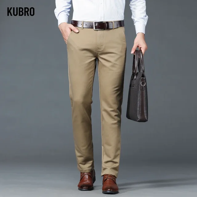 Autumn Winter Brown Casual Men Stretch Classic Man Khaki Thick Cotton ...