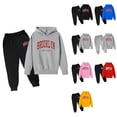 thumbnail image 1 of Autumn Winter Children's Hoodie Pullover Set, Letter Printed Long Sleeve Outfit, 2 Piece Hooded Sweatpants, Casual Graphic Wear, 1 of 3