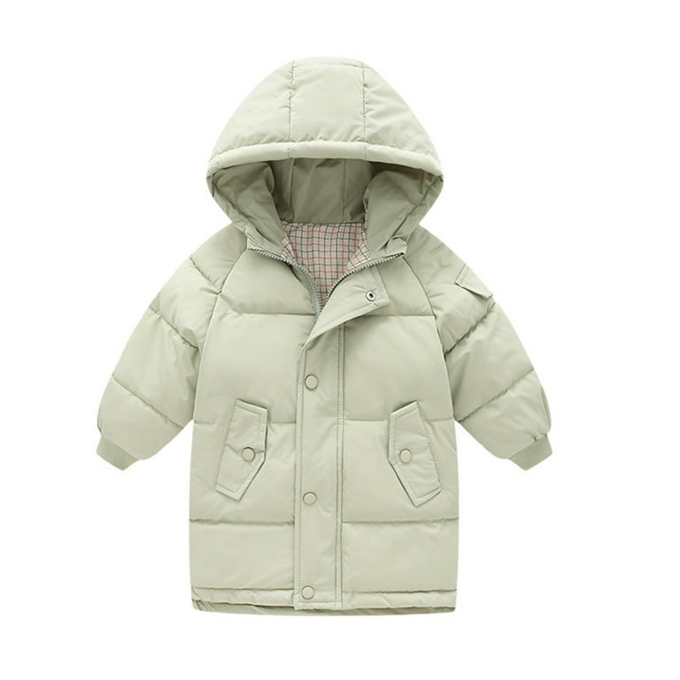 Autumn Winter Clothes Kids Baby Warm Coats Toddler Kids Little Girls Winter Solid Coats Windproof Outerwear Mediun Length Warm Jackets Down Coat Cotton Hooded Wadding Outwear Walmart