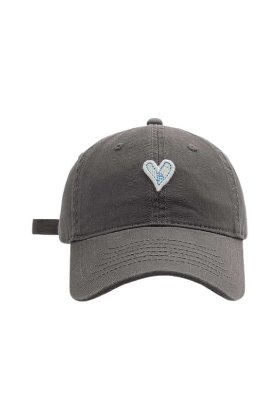 Autumn & Winter Couple's Baseball Cap Heart Embroidered, Korean Style, Soft Top, Unisex, Adjustable, One Size