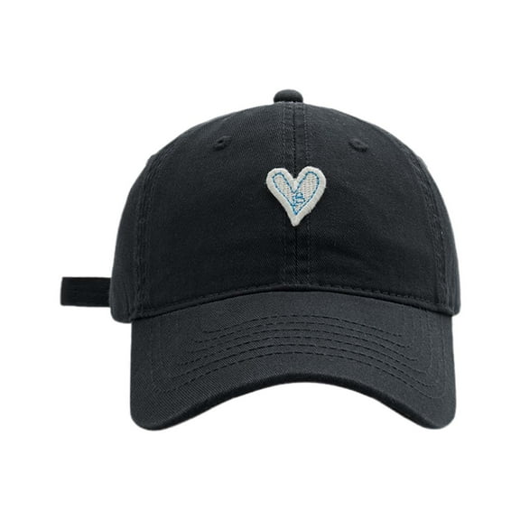 Autumn & Winter Couple's Baseball Cap Heart Embroidered, Korean Style, Soft Top, Unisex, Adjustable, One Size