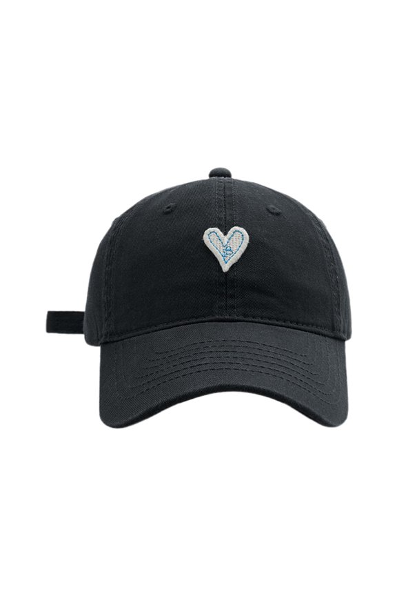 Autumn & Winter Couple's Baseball Cap Heart Embroidered, Korean Style, Soft Top, Unisex, Adjustable, One Size