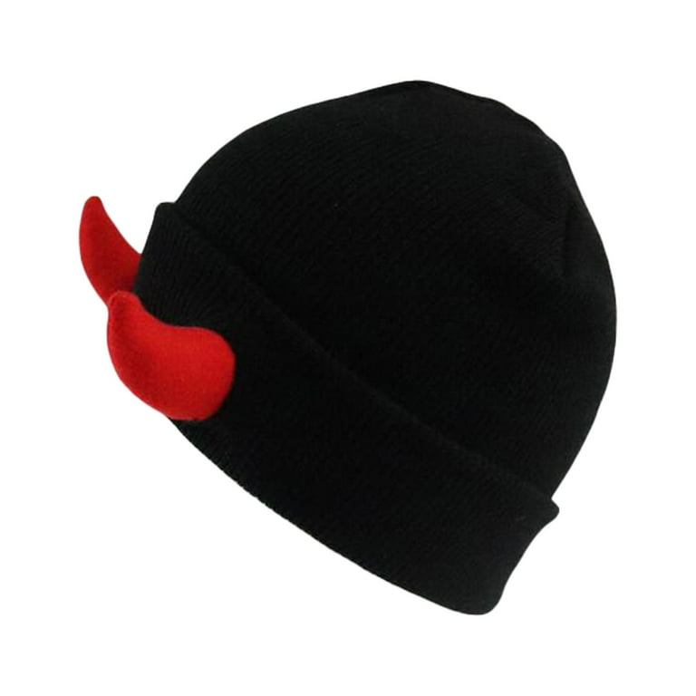 Devil Cap with Horns Adult Black Red Devil Cap with Horns Adult Black Red