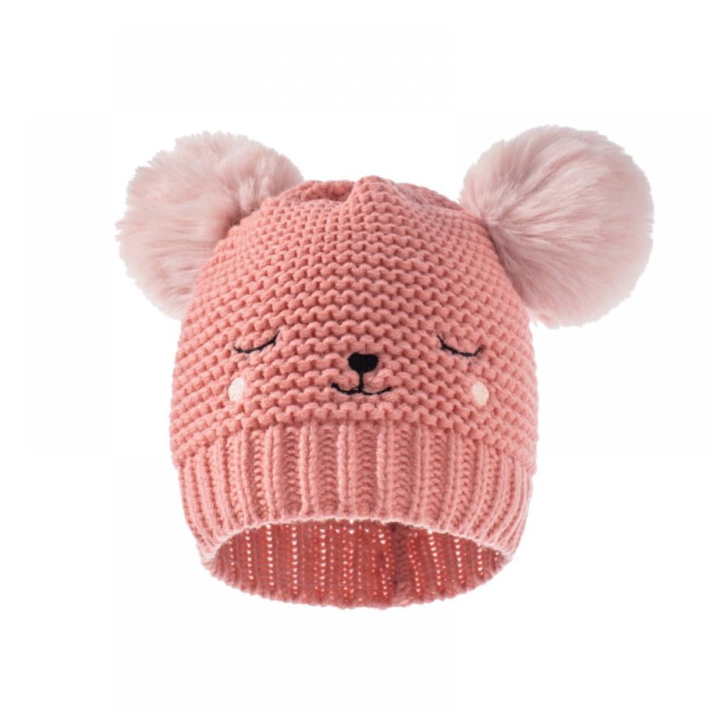 Autumn Winter Double Ball Baby Hat Soft Newborn Baby Girl Boys Knitted