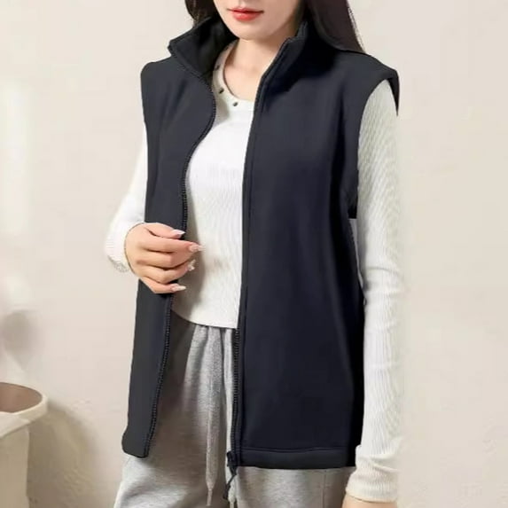Autumn And Winter Double Grain Velvet Stand Collar Fashion Zipper Men And Women With Sleeveless Warm Inner Vest Hooded Coats for Women Ladies Vest down Vest Jacket for Women Stinky G Puffy Coats Pa