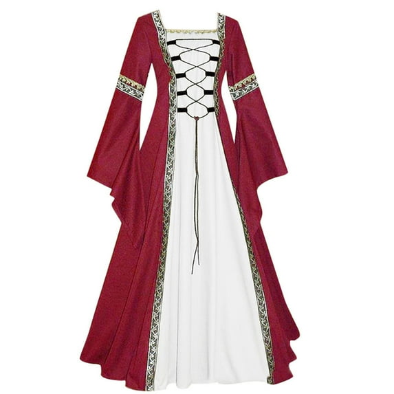 Autumn Winter Dresses for Women Womens Retro Halloween Dresses for Women Medieval Viking Costume Plus Size Renaissance Dress Witch Dress With Hooded Vestidos Elegantes de Mujer para Fiesta
