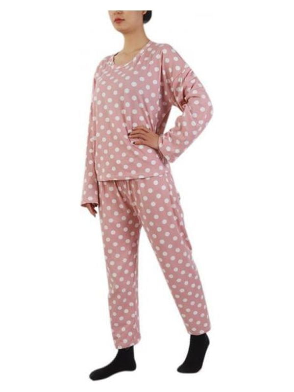 Autumn Winter Flannel Pajama Sets for Women Cute Polka Dot Printed Long Sleeve Nightwear Top and Pants Loungewear Soft Sleepwears
